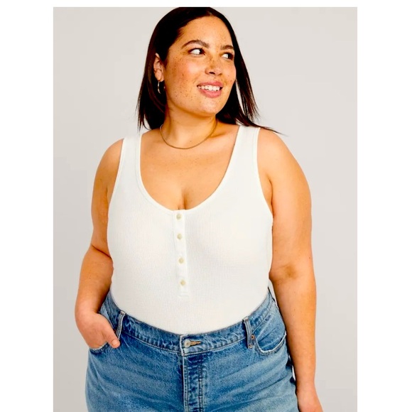 NWT Old Navy Henley Thermal Waffle Knit Scoop Neck Cropped Tank - Picture 1 of 12